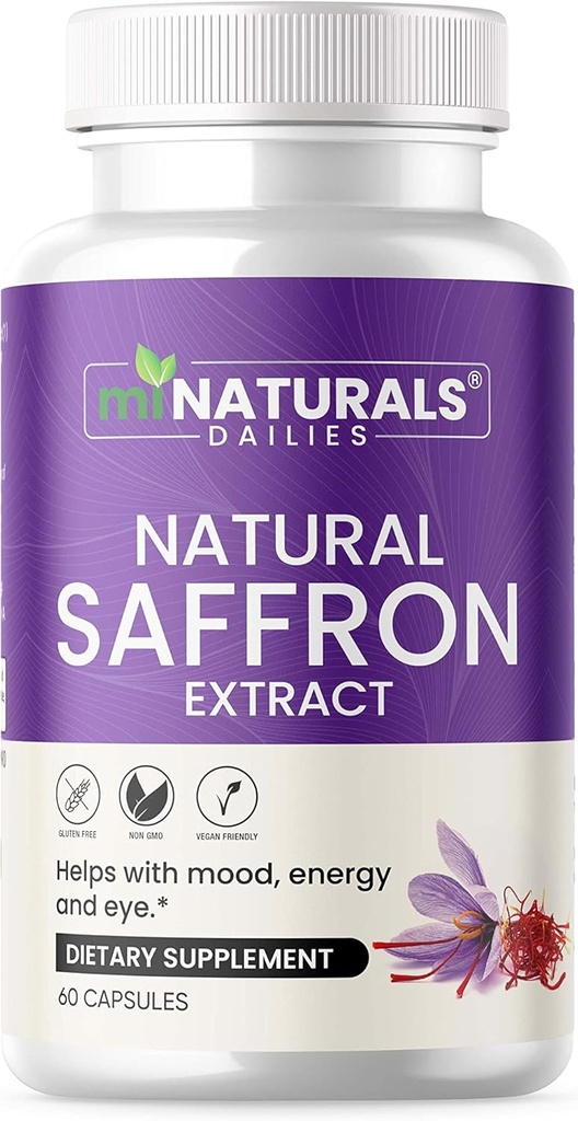 Přírodní saffron doplňky - Čisté Premium Extract Kapsle - Podpora nálady - Oční podpora - Energie - Made in USA - 88.50 mg - 60 pilulky - Optimalizované - Pastillas de Azafran