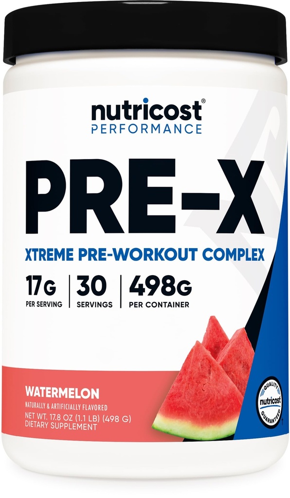 Nutricost Pre- cvičení, Meloun, 30 Servings, Vegetarian, Non- GMO a gluten zdarma (Pre- X)