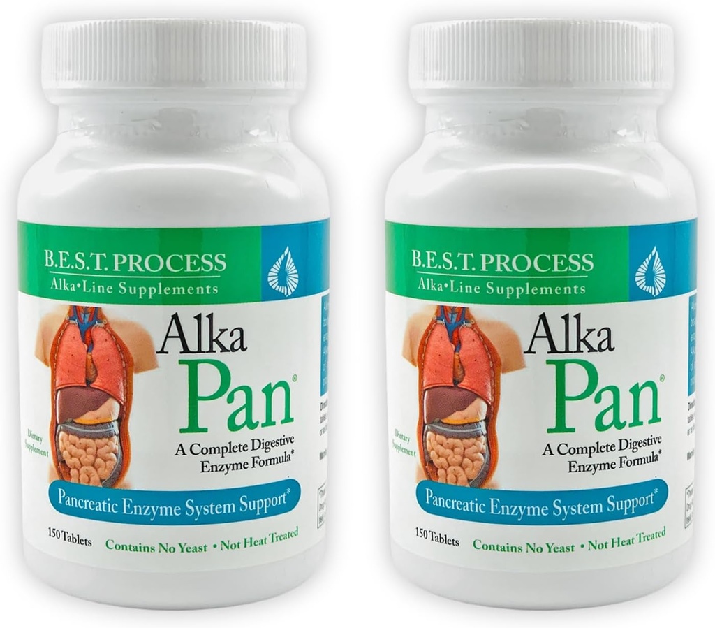 Alka • Pan (2 Pack) Nejlepší proces Alkalie - Přírodní doplněk trávicí - Pankreatické enzymy s antioxidant- bohaté Superfood & Digestive Byliny