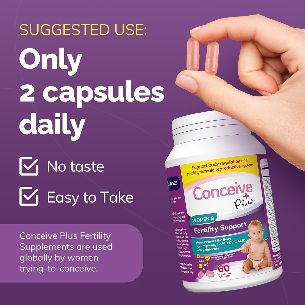 CONCEIVE PLUS plodnosti doplňky pro ženy a muže 124; 30- denní dodávky plodnosti podpora Bundle 124; Premium plodnosti Vitamíny pro muže a ženy Koncepce 124; 2 x 60 měkkých kapslí