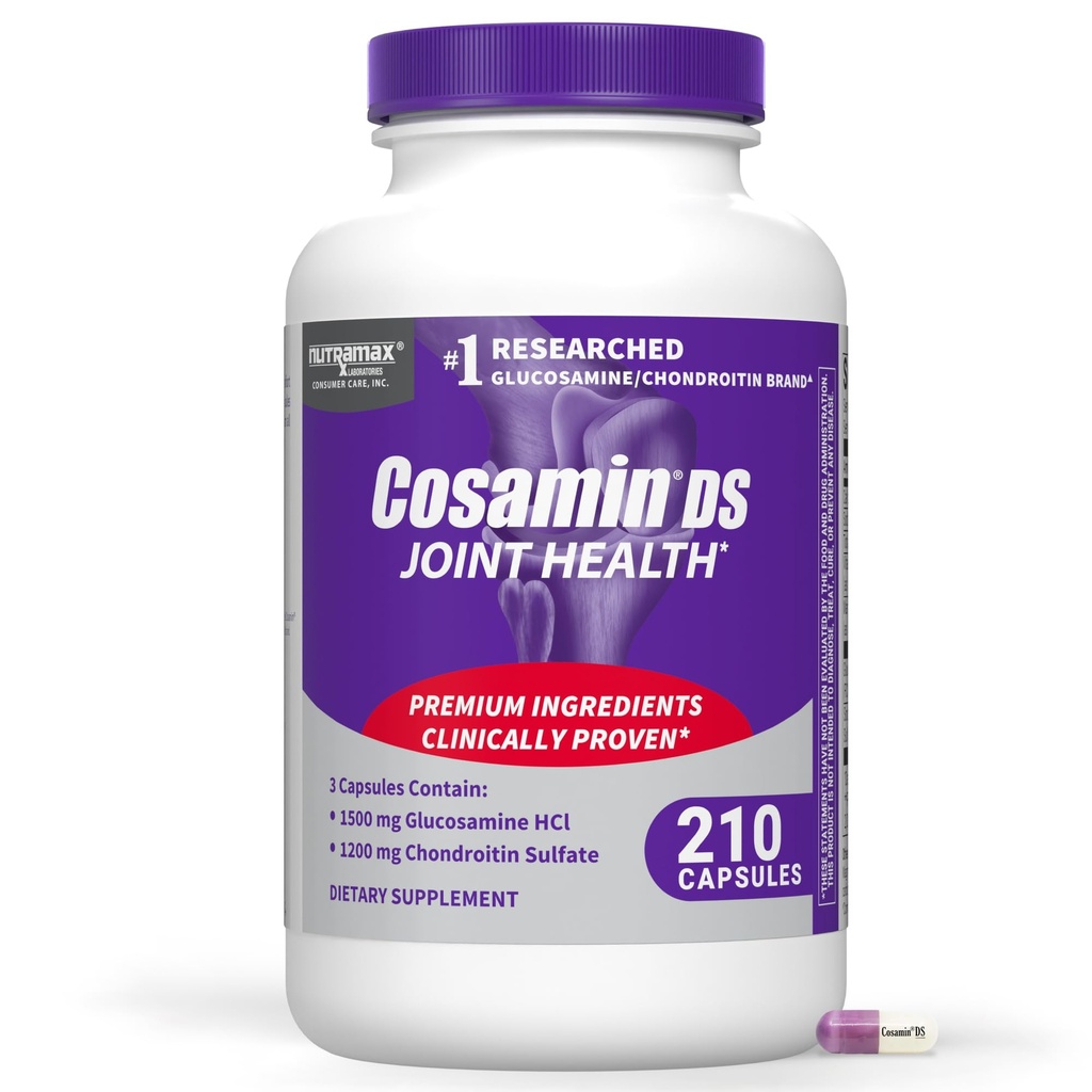 Nutramax Cosamin ® DS Společný zdravotní dodatek s Glucosamine & Chondroitin pro mužské a ženské společné zdraví, 210 Kapsle