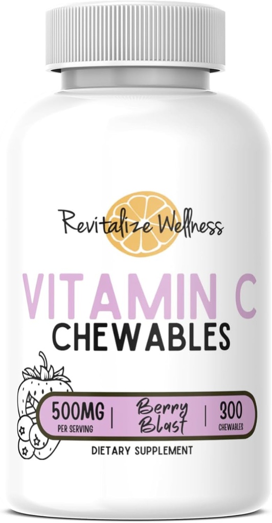 Vitamin C Žvýkací tabák 124; 500 mg vitamin C jako kyselina askorbová na jedno servírování 124; Berry Blast Flavor 124; 60 Servings
