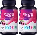 LIVS Imunitní systém Elderberry Gummies pro dospělé a děti 124; Advanced Imunitation Supplementary with Vitamin C, Echinacea, & Propolis Fol124; Vegan & gluten Free Gummy Vitamíny 124; 200mg Elderberry / Dávka -180 Ct