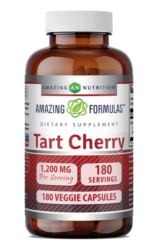 Amazing Applicas Tart Cherry 1200 MgPer Serving CLANE124; 180 Veggie Kapsle Dodatek CLANE124; Non-GMO CLANE124; Gluten Free CLANE124; Made in USA