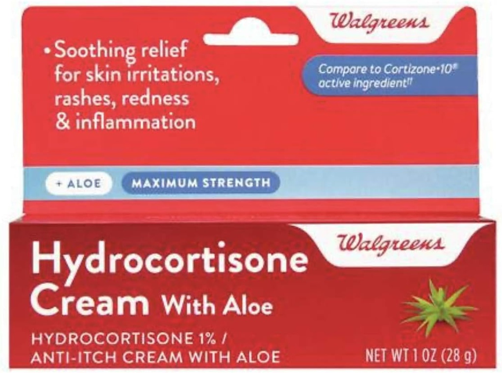 Walgreens Hydrokortison s Aloe Cream 1% Maximun Síla