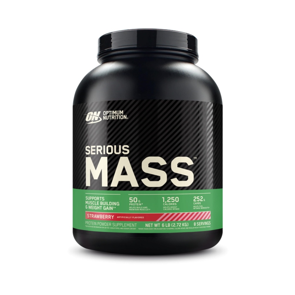 Optimum Nutrition serious Mass, Weiner Gainer Protein Powder, Mass Gainer, Vitamin C a zink pro imunitní podporu, Creatine, Strawberry, 6 liber (Balení květen Vary)