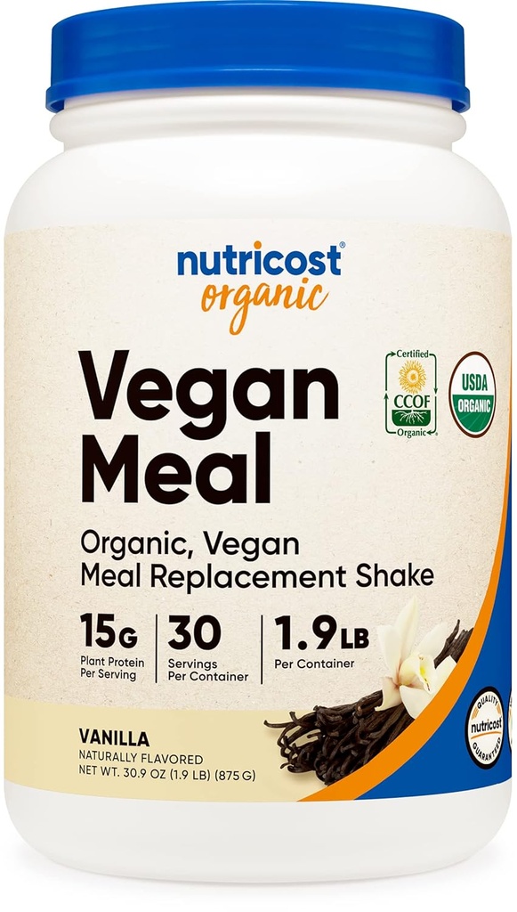 Nutricost Organic Vegan Strava Náhrada Shake Powder (Vanilla) - Certified USDA Organic, Vegan, a gluten zdarma