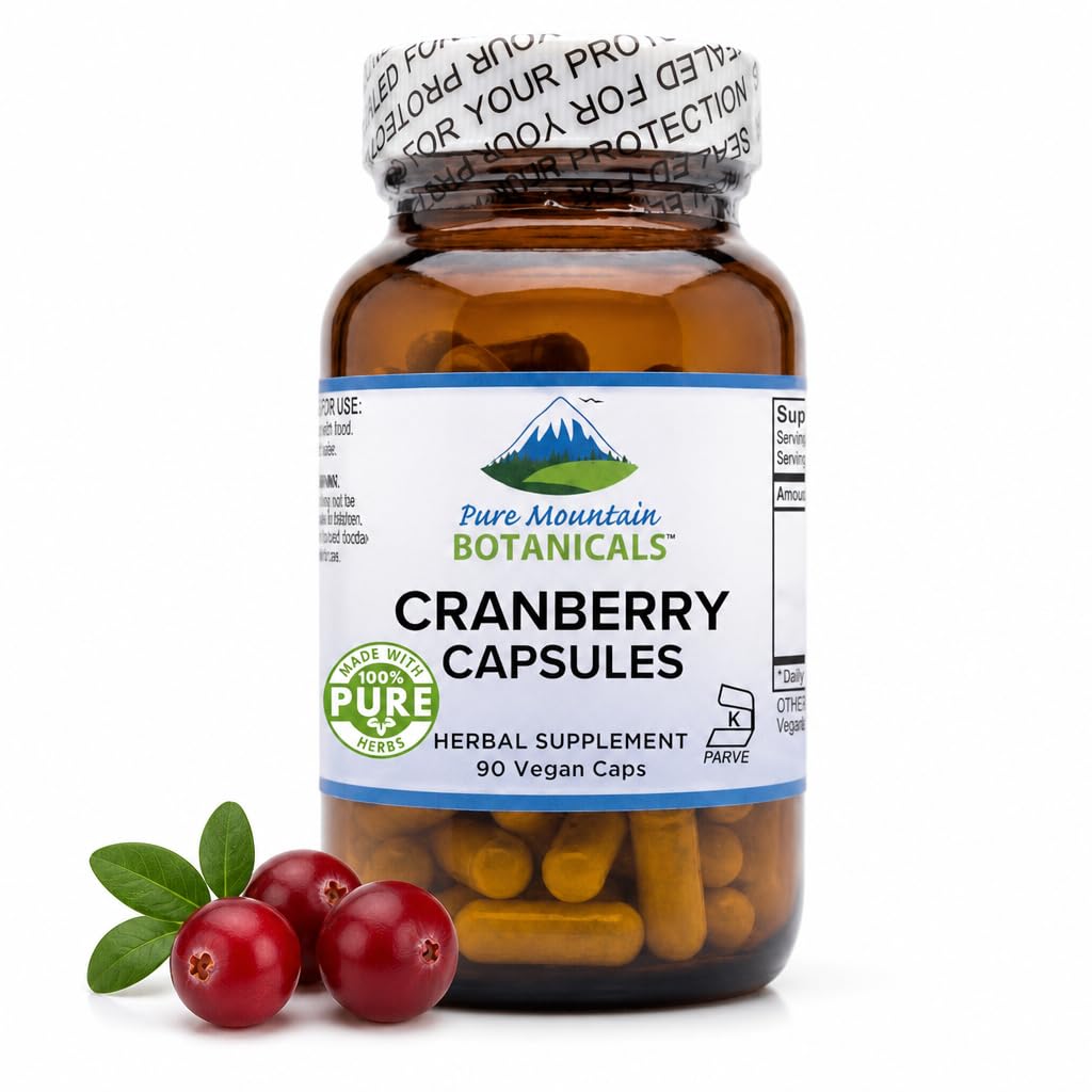 Čisté horské botaniky Cranberry pilulky Kosher Vegan Kapsle s 400 mg Cranberry koncentrát Extract Dodatek