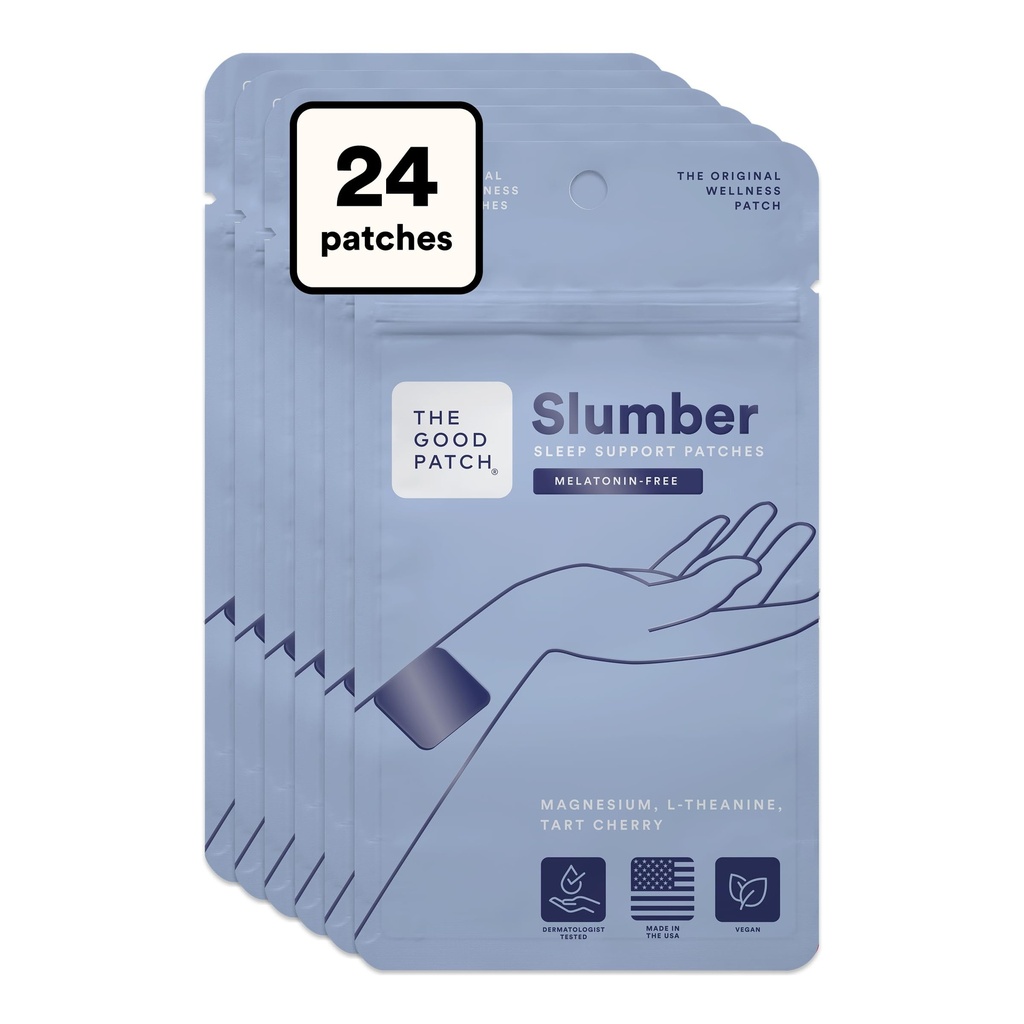 Good Patch Slumber Sleep Patch Support, Melatonin Free, Trvalé uvolnění, Přírodní Patch s L-Theanine, Magnesium, Tart Cherry Extract, Plant Powered Wearable Wellness (24 Total Patches)
