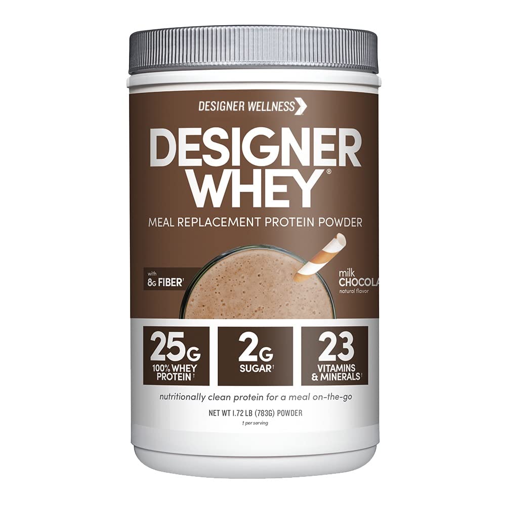 Designer Wellness, Designer Whey Protein Meal Supplement Powder, Organic Superfood Complex Carbs, Vitamíny, Minerály, Bezlepkové, Mléčná čokoláda, 1,72 Pound
