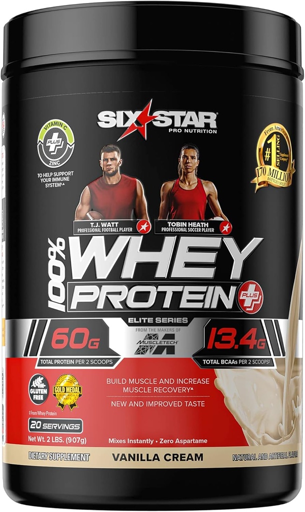 Syrovátkový proteinový prášek + imunitní podpůrná látka 124; Six Star syrovátkový protein Plus izolát syrovátkového proteinu & peptidy + svalový builder 124; Leanový protein prášek pro svalovou gain & recovery 124; Vanilla, 2 kg