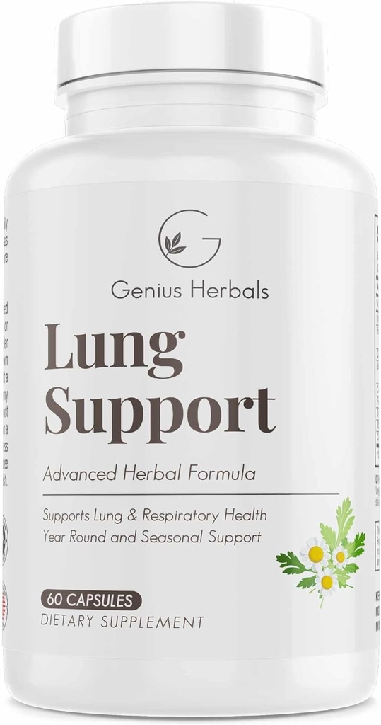 Lung Support - Pomáhá vám dýchat více pohodlně, Rok kolo sezónní podpora, Lung Cleanse & Lung Detox Formule, 60 Kapsle