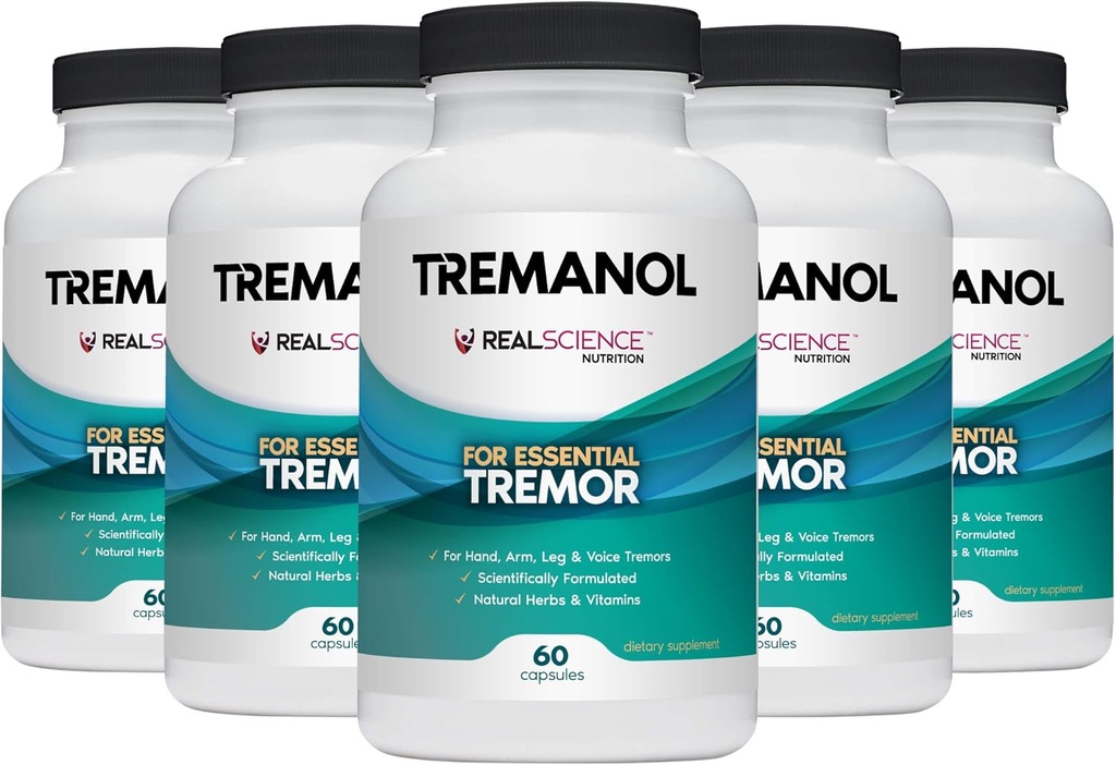 Tremanol - Pack of 5 - Přírodní pomoc pro esenciální tremor - poskytuje úlevu pro třesoucí se ruce, paže, nohy, a hlasové tremors