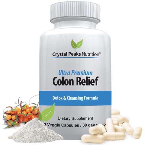 Přírodní colon Cleanser Kapsle pro zácpu a Gut Cleanse Detox - Cascara Sagrada, Psylium Husk & Bentonit (60 Kapsle)