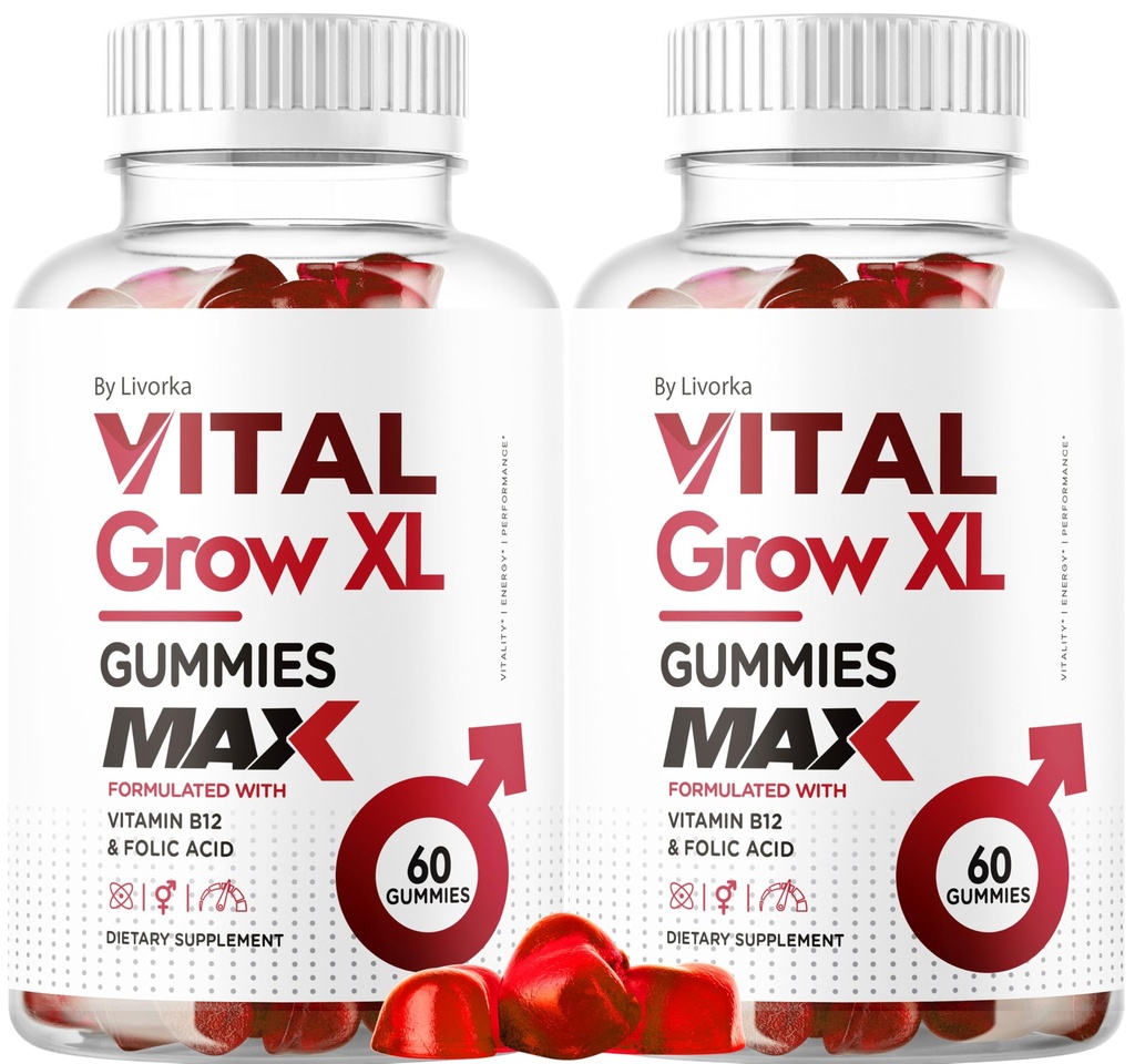 (2 Pack) Vital Grow XL Mužské gumy - mužský výkon Gummies 1050MG Vital GrowXL Blend, Vital Growth Gummy Advanced Gomitas Formule, 120 Gummies pro 2 měsíce