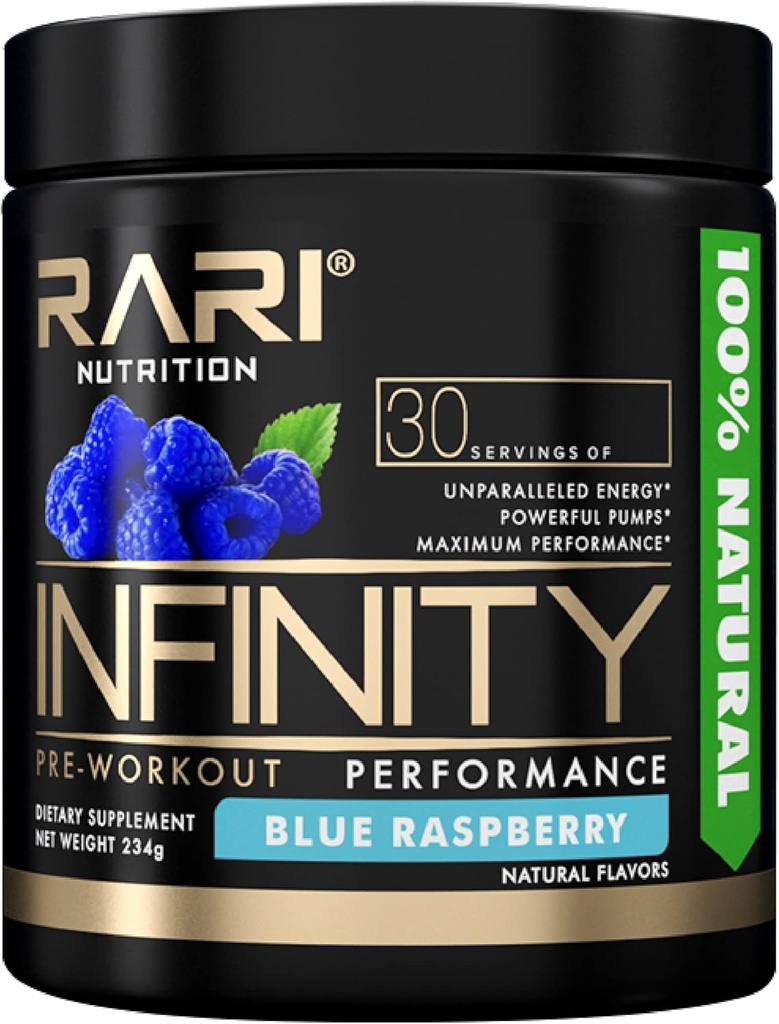 Infinity Pre Workout Performance - Předcvičení pro ženy a muže, High-Performance Energy Powder - 30 Služeb - Blue Raspberry