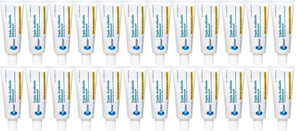 Globe Triple Antibiotic First Aid Ointment, 0.5 oz (24- Pack) First Aid Antibiotic Ointment, 24- Hour Infection Protection, Wound Care Treatment for Minor Scraps, Burns and Cutts
