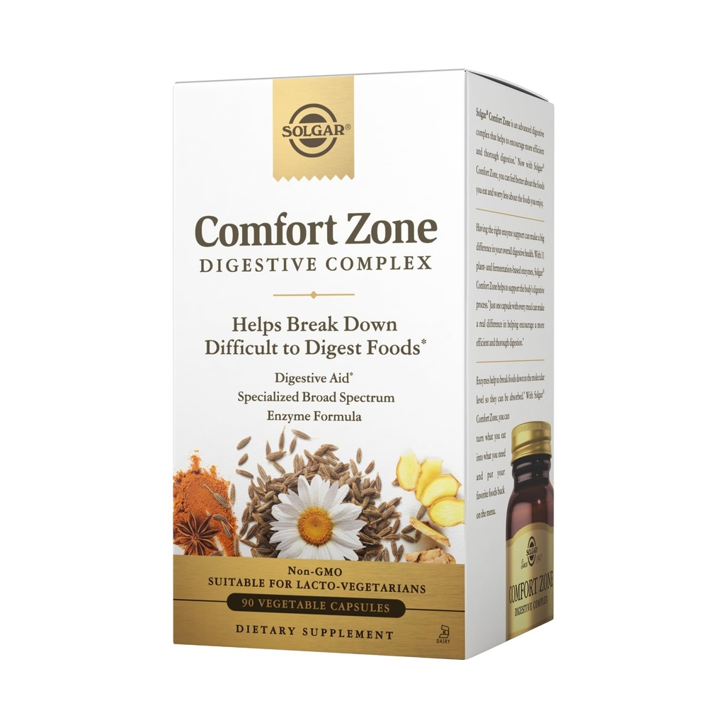 Solgar Comfort Zone Digestivní Komplex - 90 Zeleninové kapsle - Enzymy na podporu přirozeného trávicího procesu těla & Break Down Obtížné-to-Digest Foods - Kosher - 90 Služeb