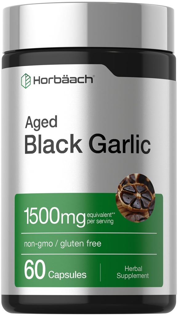 Horbäach Aged Česnek Extract Kapsle 1500mg CLAS124; 60 Počet CLAS124; Fermentovaný dodatek CLAS124; Non- GMO, gluten zdarma
