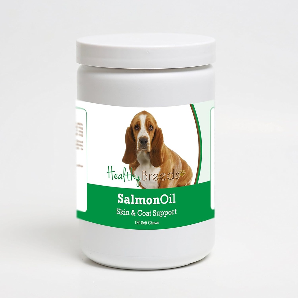 Zdravé plemeno Basset Hound losos olej měkké žvýkání 120 Počet