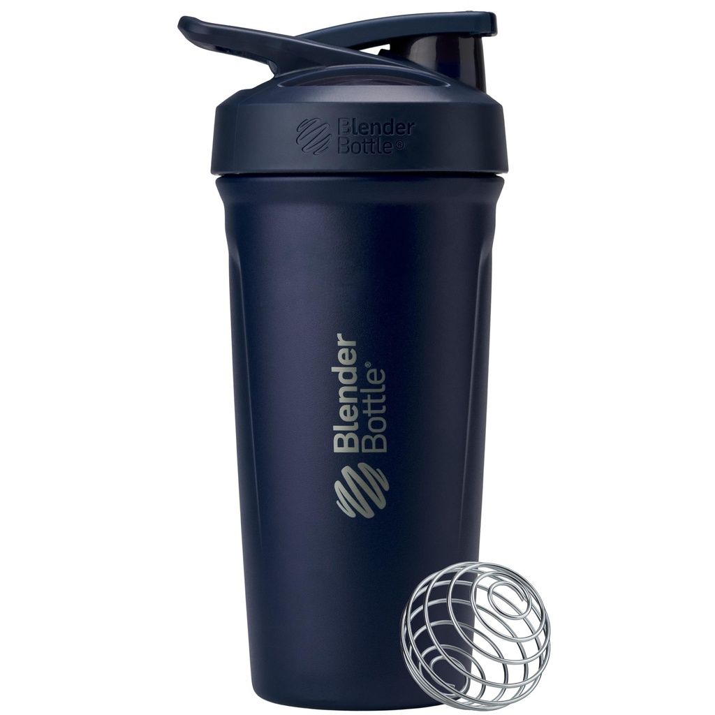 BlenderBottle Sport Izolovaný nerez ocel třepačka láhev s Wire Whisk, 24-Ounce, Navy - Protein Shake & Hydration pro sportovce & Fitness nadšenci, snadné míchání, Drinks studené, uzamykatelné Lid