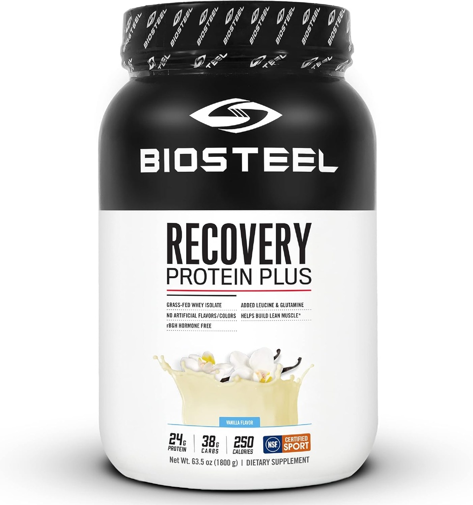 Biosteel Recovery Protein Plus Práškový dodatek, Grass- Fed a non-GMO Formule, Vanilla, 27 Služeb