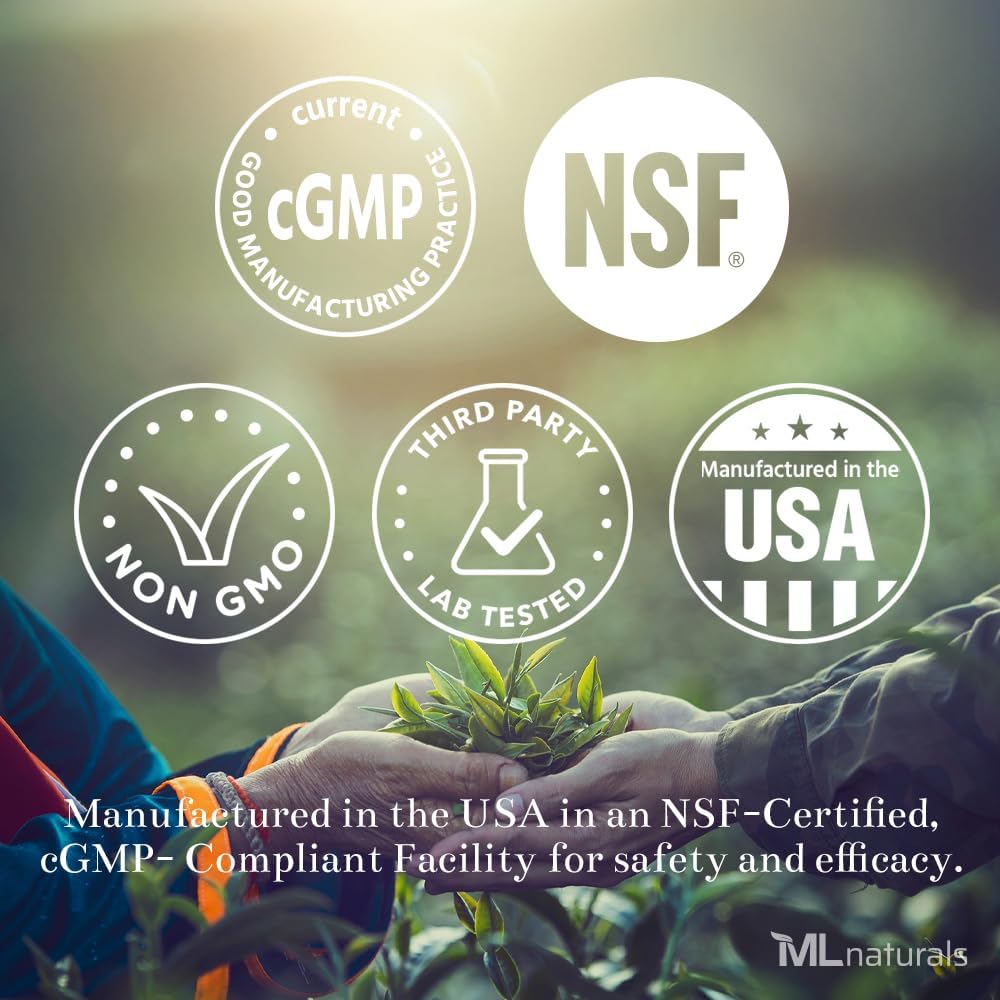 ML Naturals Fosfatidyl Serine 200 mg (Standard) 240 Zeleninové kapsle. Podporuje paměť a mozková funkce, Non- GMO, NSF- Certified & cGM- Compliant