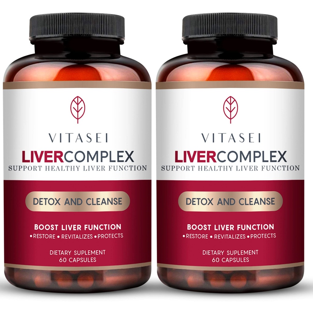 VITASEI Vyčištění jater Detox & opravy, Komplex jater W / Mléko Thistle Extract, Garcinia, Curcumin C3, Podpora bylinné dietní dodatek, Detox Formule pro ženy a muže, 60 kapsle (Balení 2)