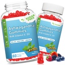2 Pack Ashwagandha Gummies s vitaminem D pro ženy a muže, Cukr zdarma Vegan 1000MG Ashwagandha dodatek Gummy & Vitamin C, 120 Počet