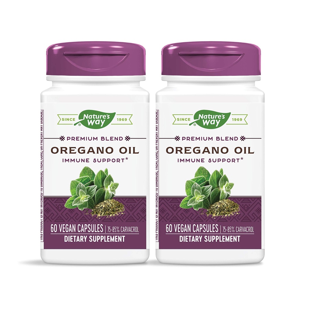 Nature 's Way Oregano Oil 75- 85% Carvacol per Capsule, Vegetarian, 60 Vegetariánských kapslí, balení po 2 ks