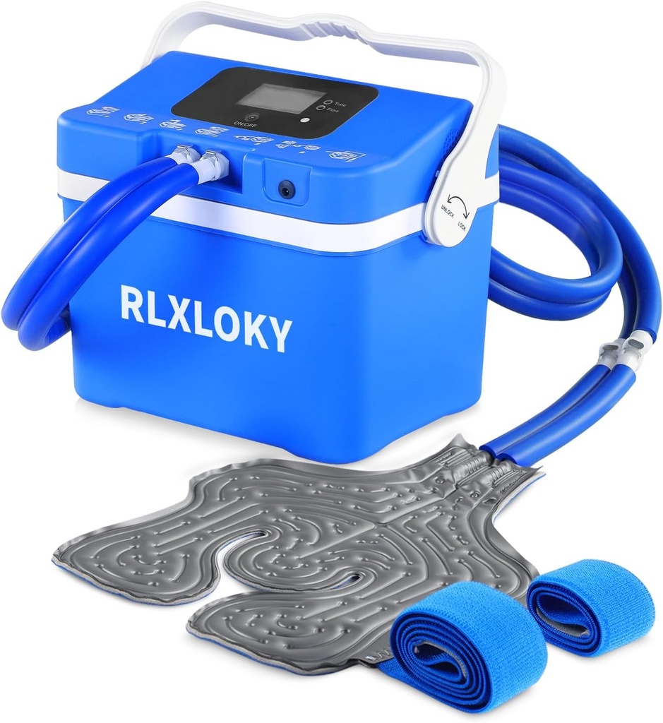 Cold Therapy Unit for Pain Relief, Cold Therapy System with Universal Ice Pack for Knee, Ankle, Ramender, Back, Ice Therapy Machine with Digital Timer and Ajustible Flow Speed