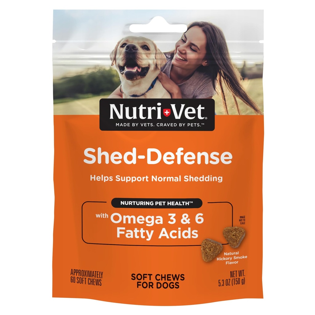 Nutri- Vet Shed Defense měkké Chews for Dogs, kůže a coat dodatek pro psy, Omega 3 z Fish Oil, Suché & Itchy Skin Relief Treatment, Puppy Essentials, 60 měkké Chews