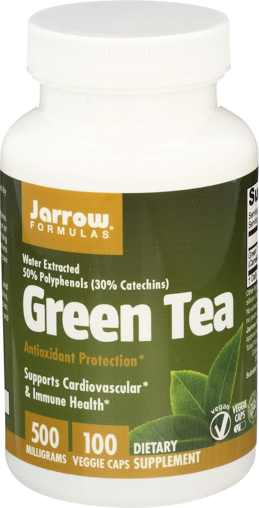 Jarrow Diplomas Green Tea 500 mg - 100 Veggie Caps, Balení 2 - Antioxidant Support - 50% Polyfenoly - Kardiovaskulární a imunitní zdraví - 200 Celkem Služeb