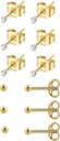 6Pairs 2mm / 3mm Chirurgická ocel hypoalergenní piercing Studs, 20G 14K Real Gold Filled Tiny Stud Náušnice Sada pro vícenásobné piercing díry (Cubic Zirconia, Pearl, Ball)