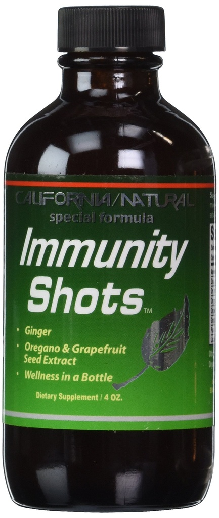 California Natural Imunity Shots 4oz Bottle Zinek, Organic Ginger Root, Oregano Oil - Potent & Pure Imunitary System Booster - Podpora imunitního systému (balení po 1)