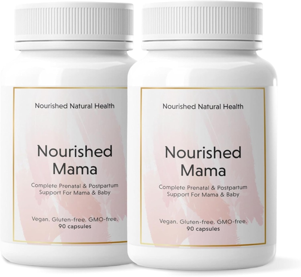 Nourshed Mama Prenatal Multi Vitamin - Vegan Multivitamin pro precepci, těhotenství, poporodní a kojení Podpora - Iron- Free s methylovaný folát & vysoká dávka Cholin - 180 Kapsle
