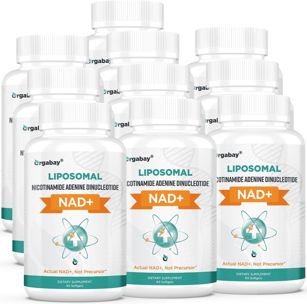 Orgabay Liposomal NAD + Příplatek 500 mg, vysoká absorpce, zvýšení NAD + s TMG 250 mg, skutečný NAD Plus účinnější než nikotinamid Riboside, podpora buněčné energie, zdravé stárnutí 124; 600 Softgels