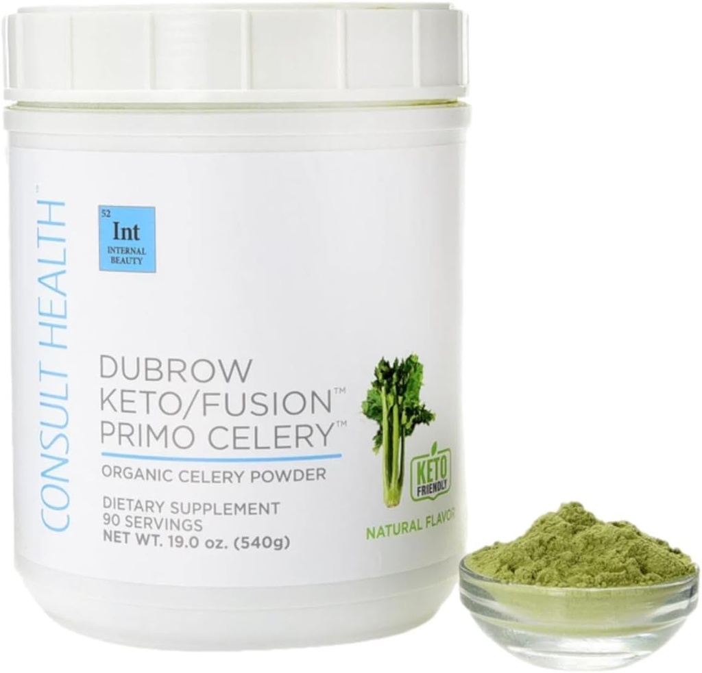 Consult Health Primo Celery Instant Juice Drink Mix for Gut Health Certified Organic - Non GMO - Podporuje zdravou stravu - Detoxes & Hydrates - Keto / Fusion Friendly - 19.0 oz