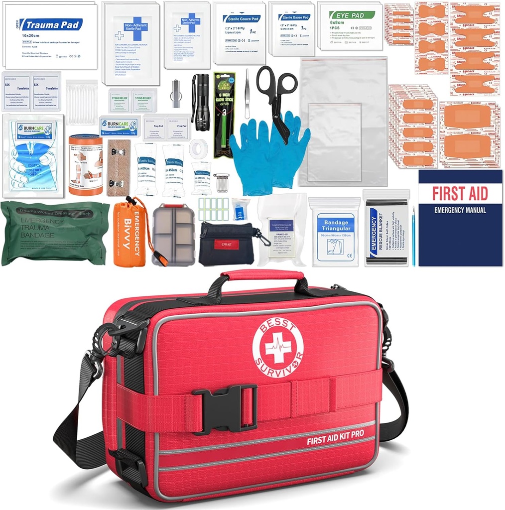 Komplexní první pomoc kits - Pokročilé trauma kity s označenými díly, velké mimořádné lékařské kity pro auto, domov, kempování a Outdoor Emergency -324Kousek Set