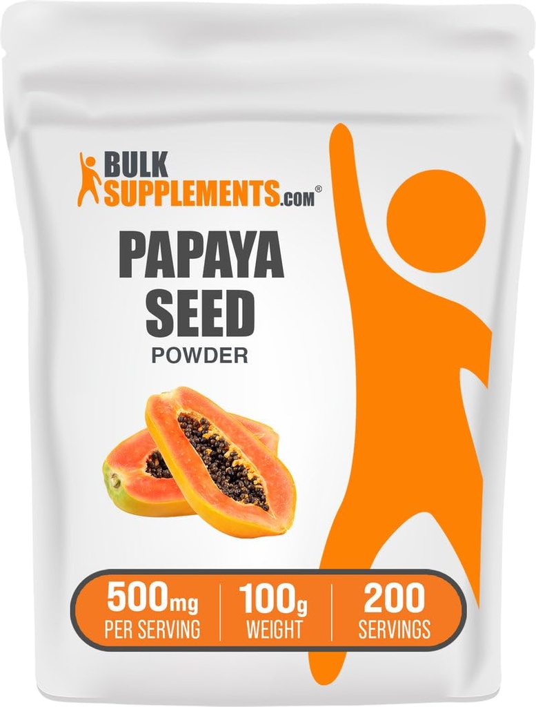 BulkSupplements.com Papaya Seed Powder - Carica Papaya Seed, Nutriční dodatek, pro stravovací & Gut Support - Gluten Free, 500 mg na Serving, 100g (3.5 oz) (Balení po 1)