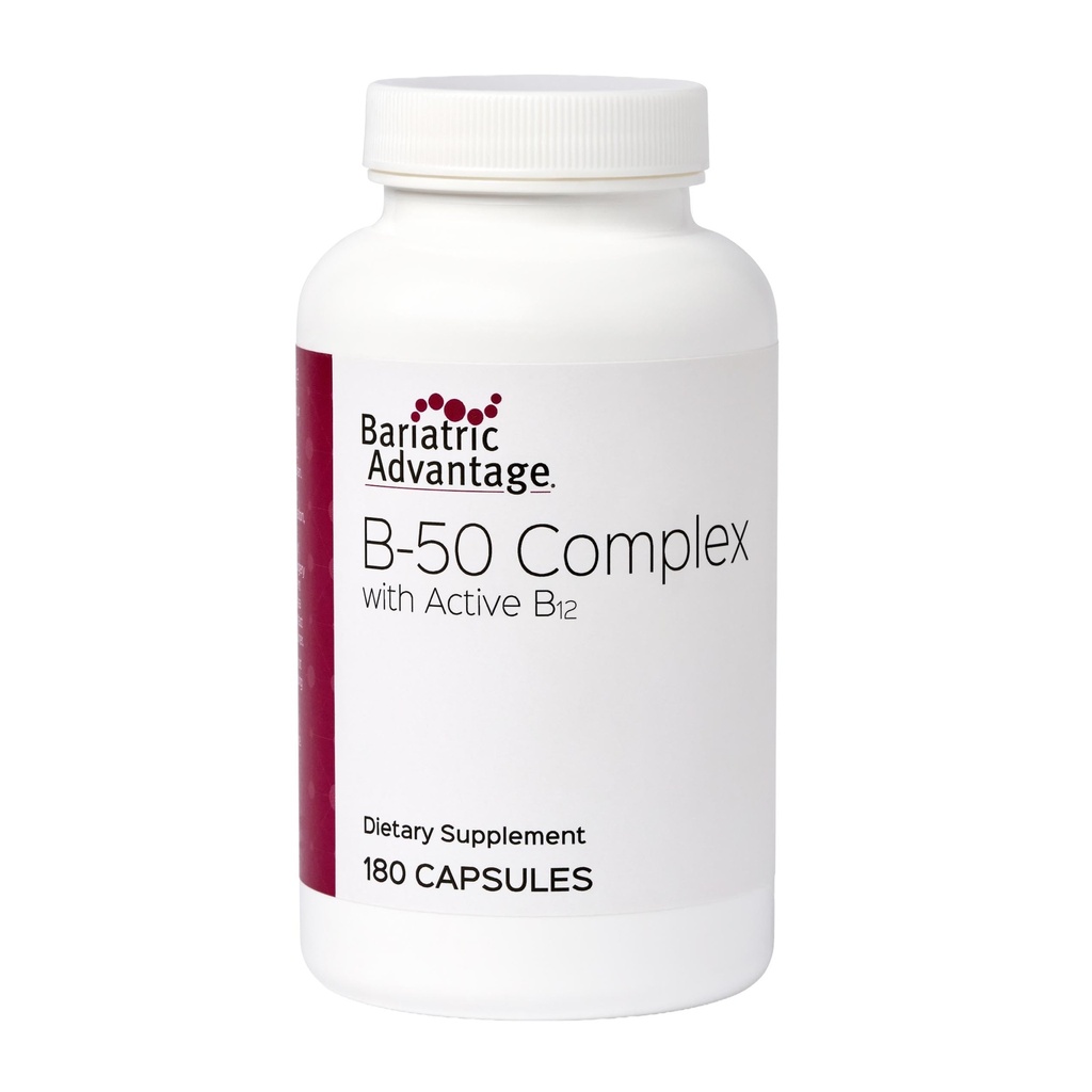 Bariatrická výhoda B-50 Komplex s aktivní B12, High potency dodatek obsahující všechny esenciální B vitaminy s Choline, Inositol a PABA - 180 Počet