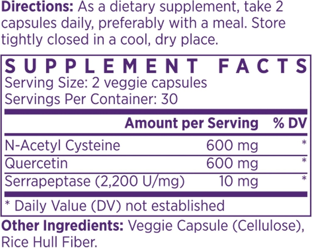 NAOMI NAC 600mg s Quercetinem pro imunitní a respirační podporu, normální dýchání, Nasal a Eye Comfort, sinus a respirační funkce, 60 tobolek