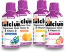 Bluebonnet Nutrition Liquid Calcium Citrát hořčíku Citrát, Vitamin D3, Bone Health - Bundle of Orange, Blueberry, Lemon and Strawberry Flavor, 4 Láhev 16 Fl Oz Each (64 Fl Oz Total)