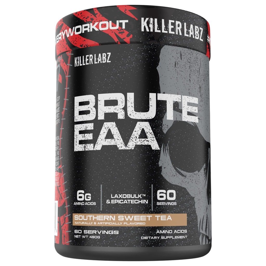 KILLER LABZ Brute EAA Branched Chain & Essential Amino Acids CLANE124; 6g Aminos na urychlení obnovy a Lean Mass Gains 60 Servings (Southern Sweet Tea)