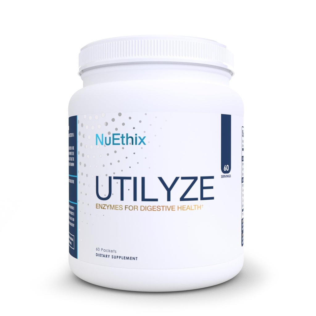 NuEthix nastavení Utilyze Enzymy pro trávicí wellness, Dietní dodatek pro absorpci živin, 60 Cestovní pakety