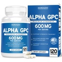 Alpha GPC Choline Kapsle - 120 Počet, 600mg Servings (Podpora mozkové podpory, která podporuje zaměření, paměť, motivace, & energie (třetí strana testována, Vegan Safe Made in the USA)