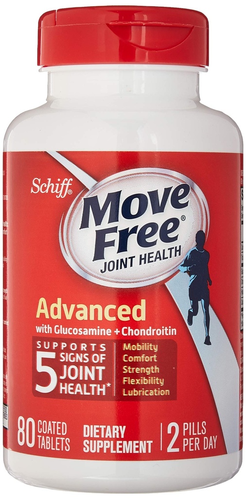 Schiff Move Free Advanced, Společný doplněk zdraví s Glucosamine a Chondroitin, 80 Počet
