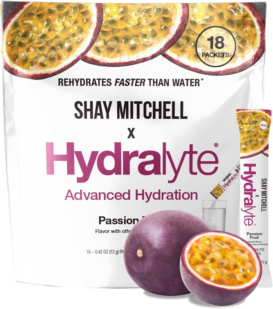 Hydralite Shay Mitchell Electrolyte Powder Packets, Nízký cukr Rapid Rehydratace, Hydratace Prášek na teplo, Cestování, Cvičení a Bachelorette strany (Vášeň ovoce)