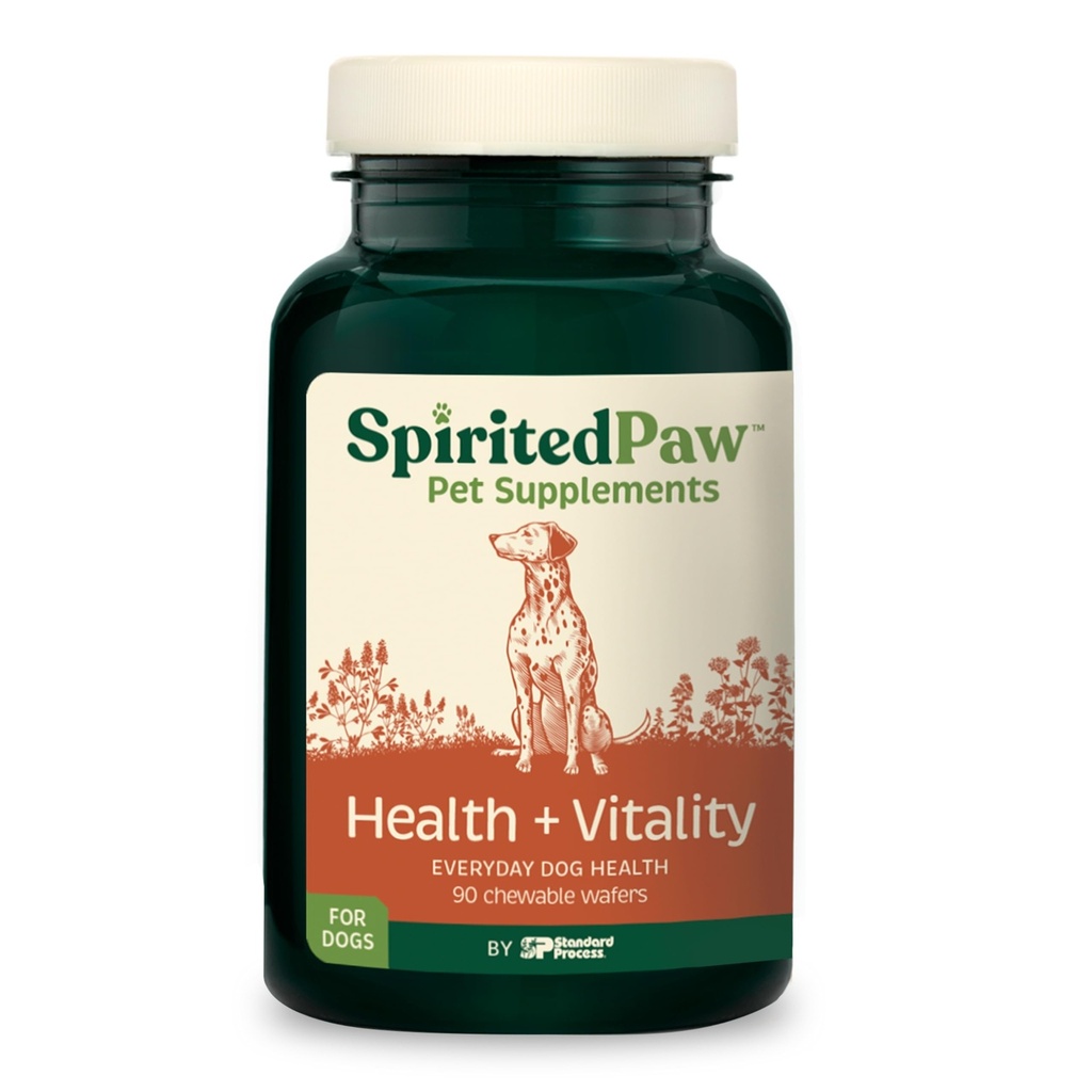 Spirited Paw Health + Vitality pro psy - Doplněk pro zvířata pro imunitní systém, Kabát, Zdraví jater & Více - Pes Multifunkční podpora s Choline, vápník, zinek, & Vitamíny D a A - 90 Žvýkací Wafers