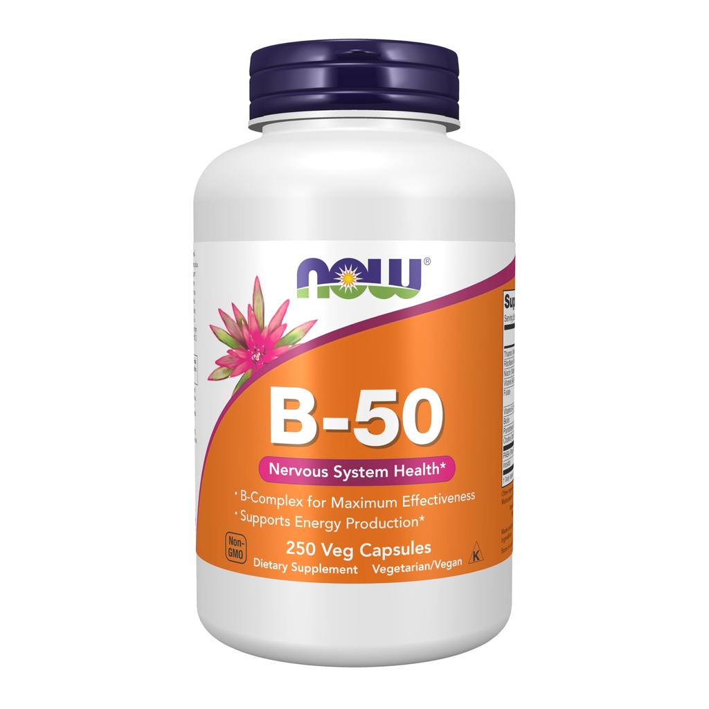 Nyní doplňky, Vitamin B-50, Výroba energie *, Nervový systém Zdraví *, 250 Veg Kapsle